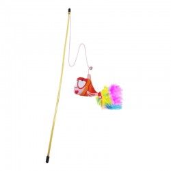 Juguete para gatos Caña Guppy con cascabel y plumas 46 cm